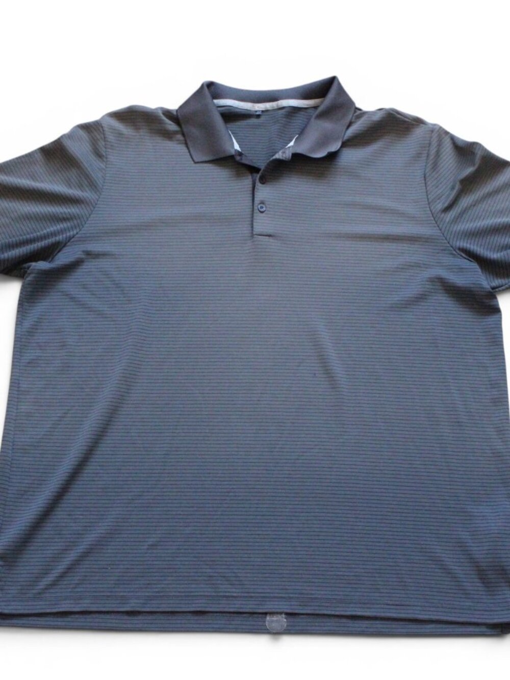 Adidas Mens Dark Gray Striped Golf Polo Shirt Short Sleeve Performance Size Unkw